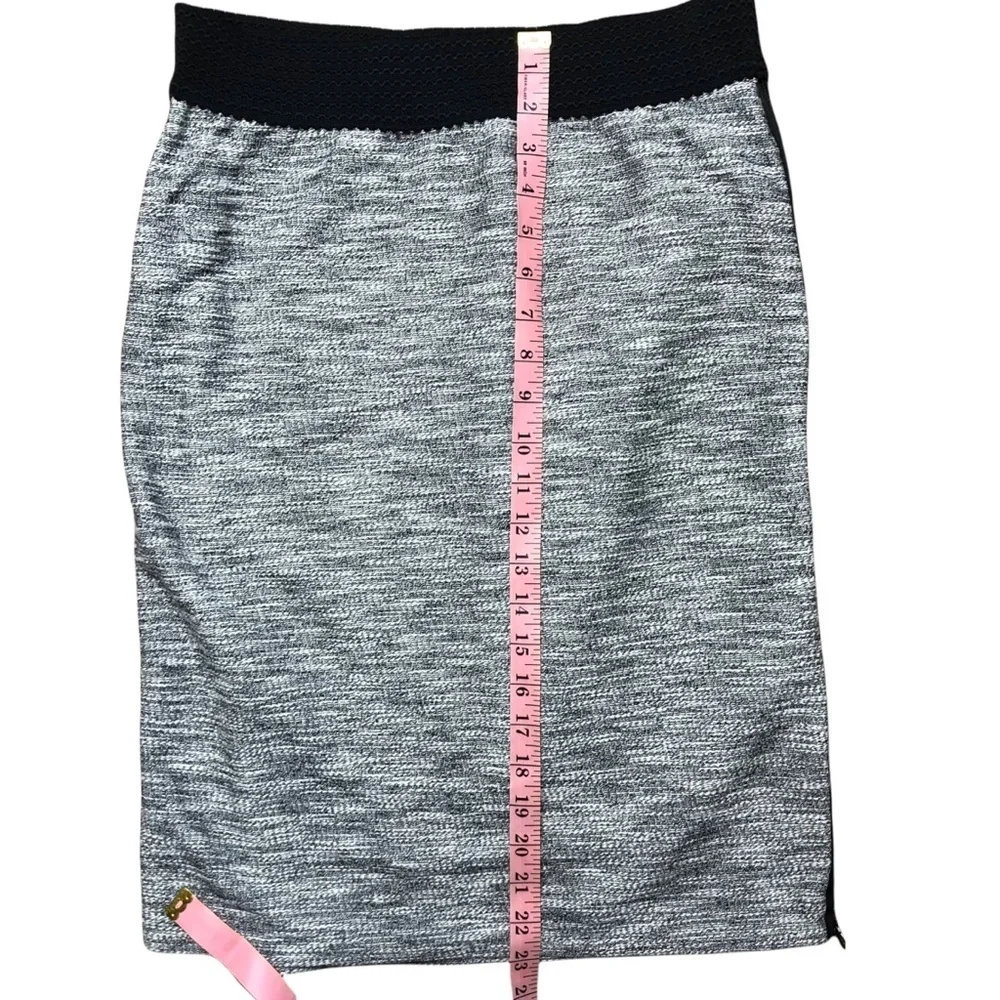 Anthropologie Leifsdottir Black‎ White Cloud Deck Tweed Pencil Skirt